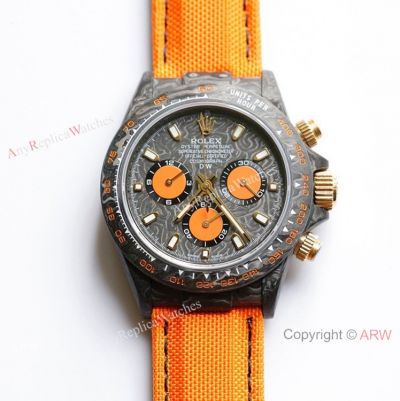 1:1 Best Edition Rolex Daytona Carbon Fiber Orange Rubber Strap Watch 7750 Movement